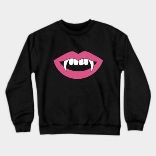 Cartoon Monster Vampire pink lips sharp Teeth Fangs Crewneck Sweatshirt